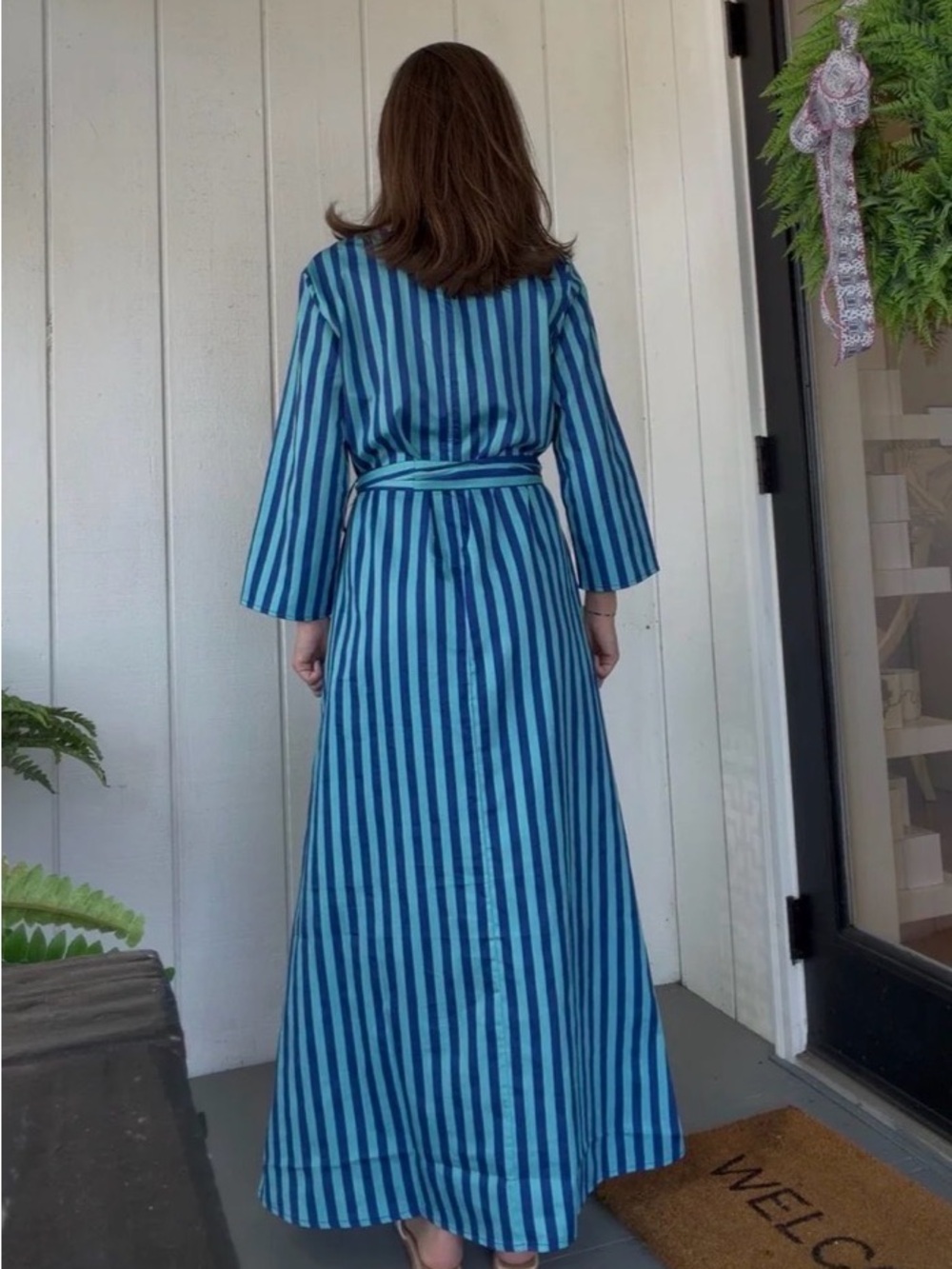 LOvE 💙🩵 NWT Blue Capri Cotton Striped Maxi Dress Tuckernuck Sz Large - Picture 3 of 3